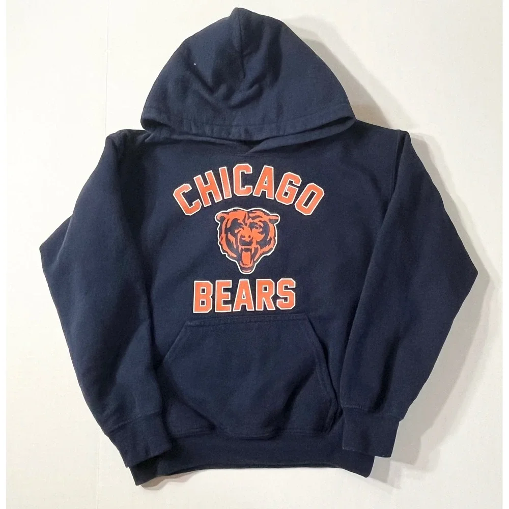 Chicago Bears Hoodie Kids Small Navy Blue NFL Team Apparel Pullover Sweatshirt